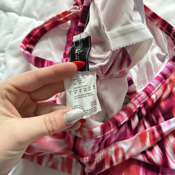 Miraclesuit Swimsuit Womens Size 8 Tankini Bikini Top Pink White Summer Beach - Picture 7 of 7